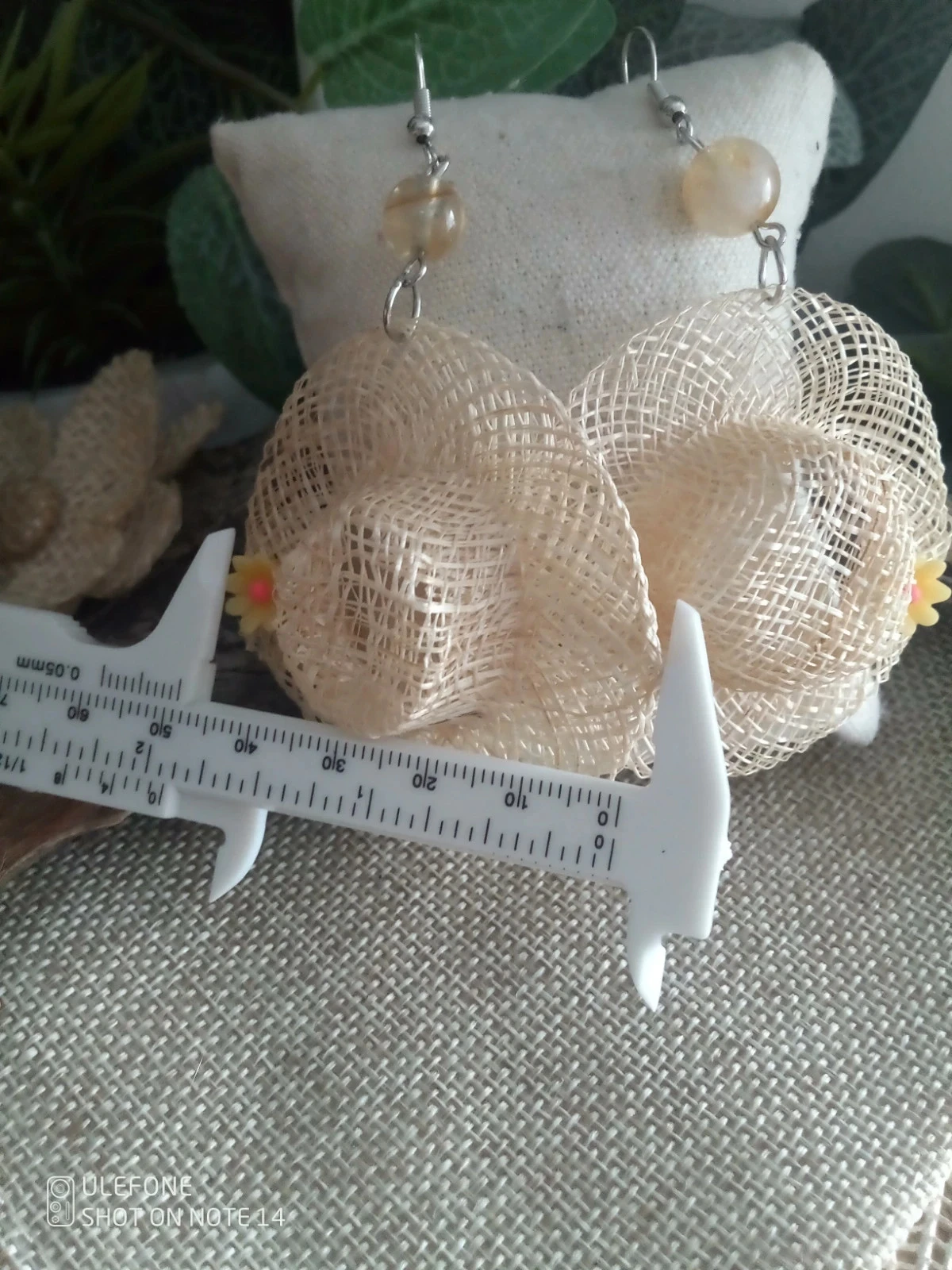 Boucles d'oreilles pierres citrine et chapeaux de paille champêtres – photo 3